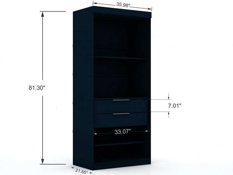 Mulberry Contemporary Modern 2-Piece Wardrobe Closet in Midnight Blue