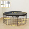 PawHut Dog Playpen, 8 Panels Foldable Dog Pen with Sunproof Top Cover, 8 Ground Stakes, 24"H Dog Fence for Indoor Outdoor, for Small and Miniature Dogs and Pets