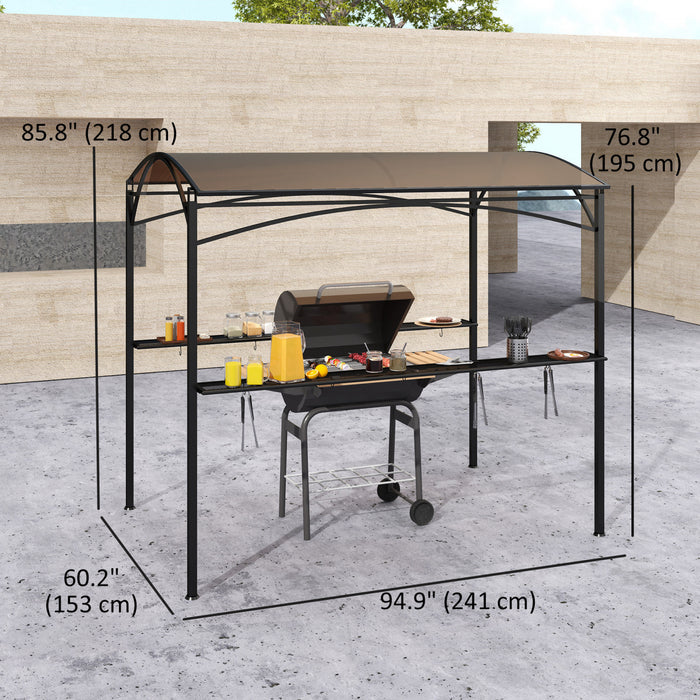 Outsunny 8' X 5' Hardtop Grill Gazebo, Barbecue Gazebo With Pc Board Roof