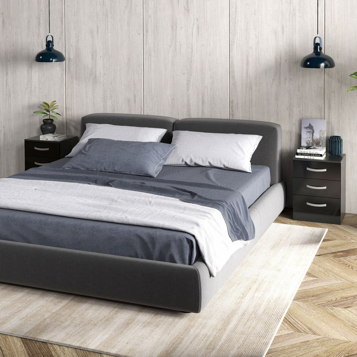 HOMCOM Nightstand Set of 2, Bedside Tables with 3 High Gloss Drawers