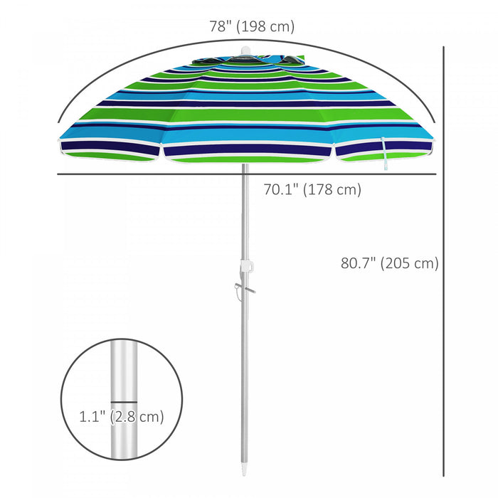 Outsunny 6' Portable Beach Umbrella With Sand Anchor Tilt Bag Multicolour
