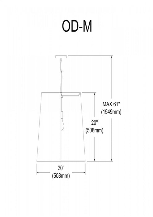 Dainolite Oversized Drum 1 Light Pendant Medium Black/Gold Shade Lamp