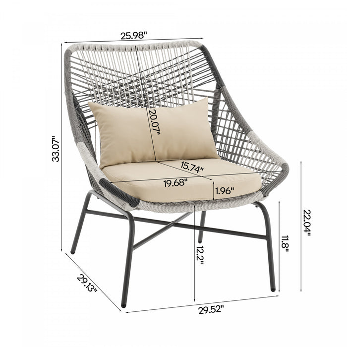 Ashland Modern 5-Piece Conversation Set in Cream