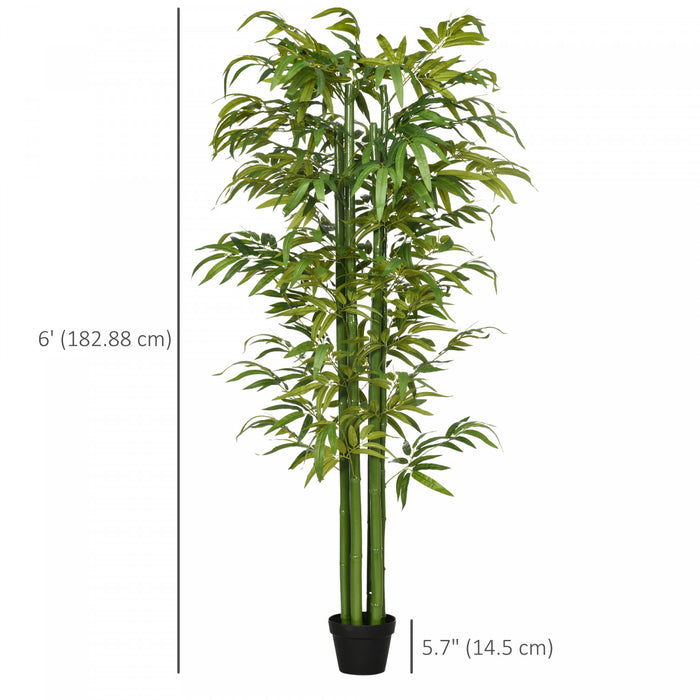 HOMCOM 6FT Artificial Bamboo Tree in Pot for Indoor, Green