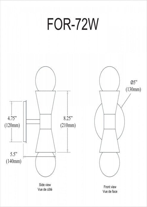 Dainolite Fortuna 2 Light Wall Sconce Aged Brass Lamp