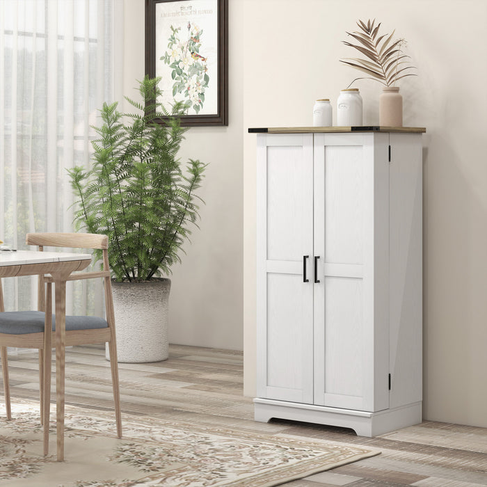 HOMCOM Kitchen Pantry Storage Cabinet with Adjustable Shelves Cream White