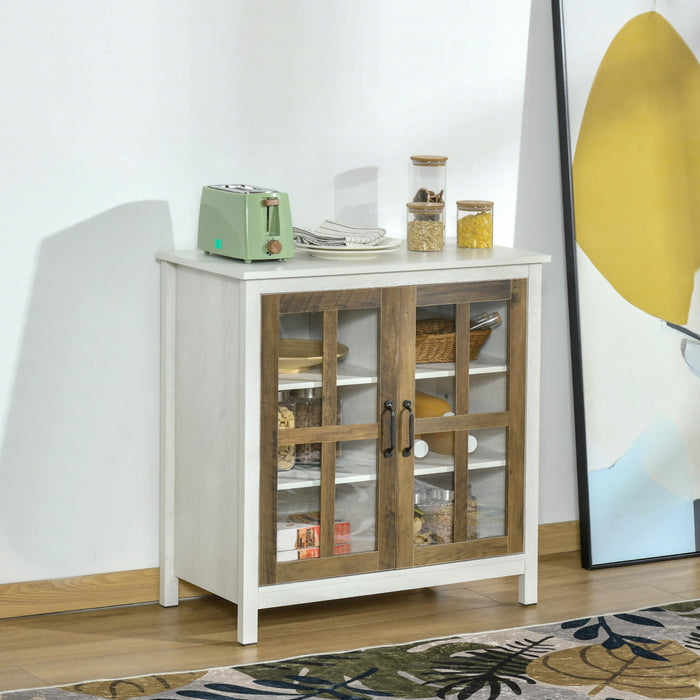 HOMCOM Kitchen Sideboard with Glass Doors Buffet Cabinet Accent Cabinet