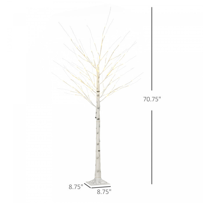 Homcom 6ft Artificial White Birch Tree For Indoor Covered Outdoor
