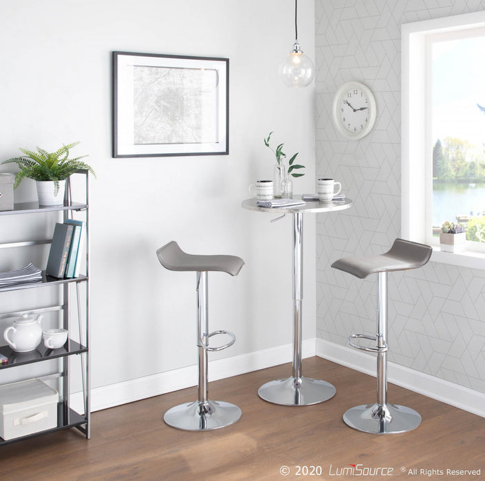 LumiSource Bistro Contemporary Adjustable Round Bar Dining Table - Silver