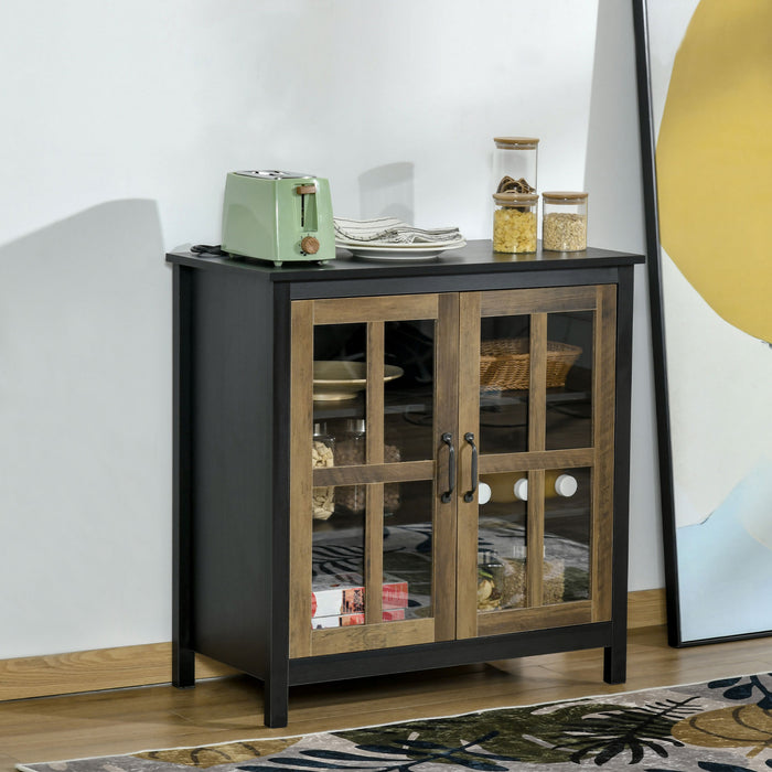 HOMCOM Kitchen Sideboard with Glass Doors Buffet Cabinet Accent Cabinet