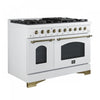 Forno Antico 48" Dual Fuel Gas Range, White, 5.5 cu.ft. Double Ovens - FFSGS6113-48WHT | Cuisiniere a double combustible Antico de 48 po, blanche , 5,5 pi³ four double - FFSGS6113-48BLK