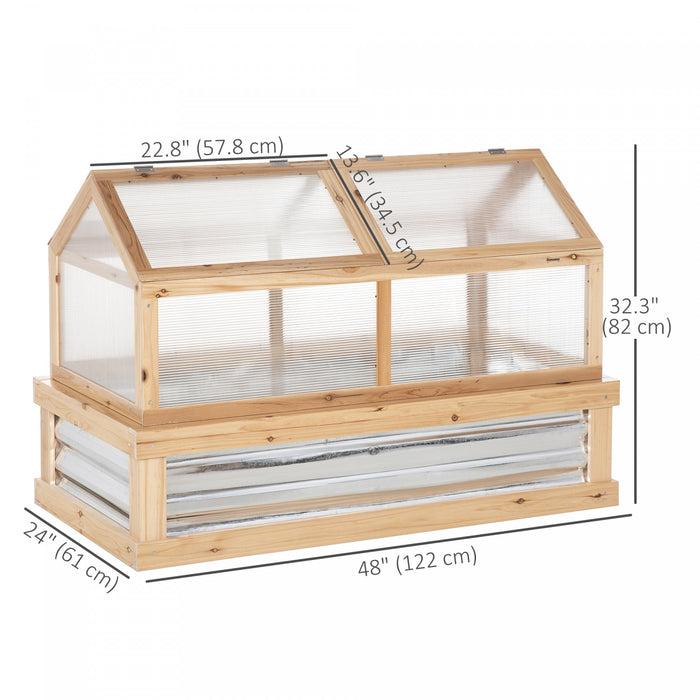 Outsunny Polycarbonate Cold Frame, Raised Garden Bed Greenhouse