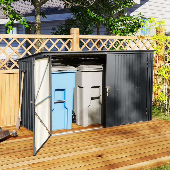 Outsunny 7.6 X 3.4ft Garbage Bin Shed With Lockable Doors And Openable Lid
