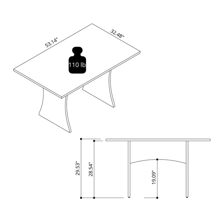 Coney Mid-Century Modern 53\" Dining Table in Charcoal Gray