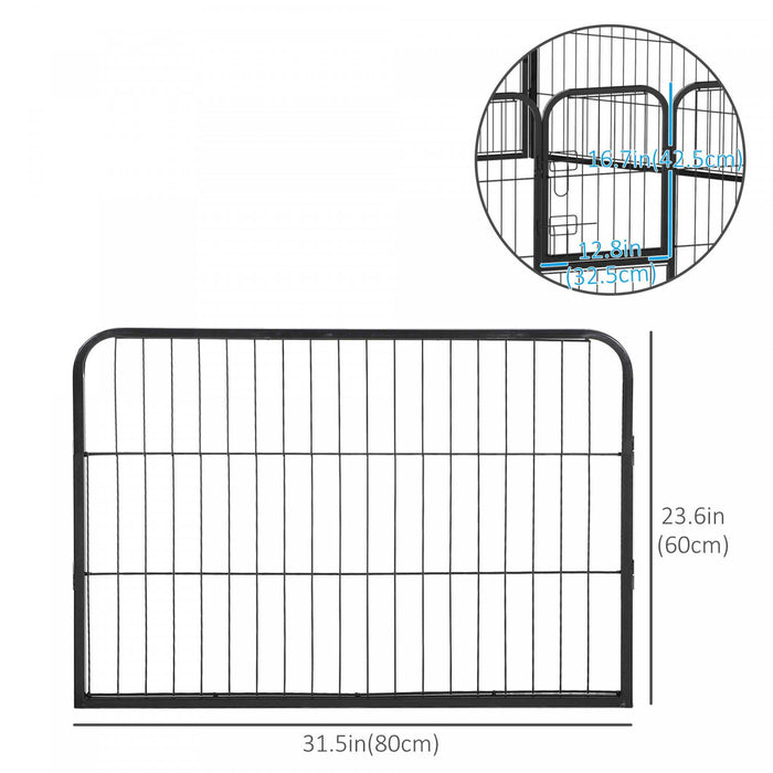 Pawhut Heavy Duty Dog Playpen, 8 Panel 23.5\" Height Metal Pet Puppy Exercise Pen, Diy Design, Outdoor Indoor, For Small Medium Dogs, Black