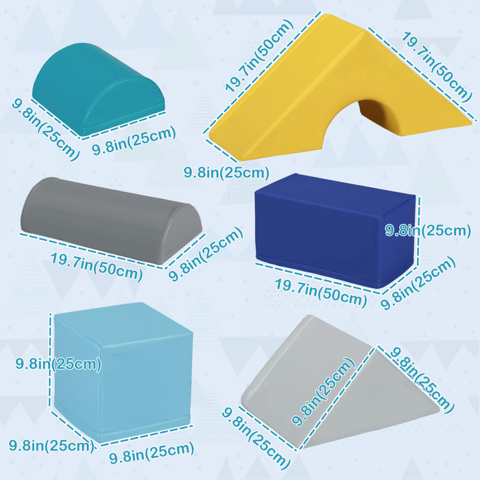 Soozier 11 Piece Soft Climbing Blocks For Toddlers, Kids Foam Climber And Crawl Gym Play Toy, Pu Leather Easy To Clean & Play, Light Colour