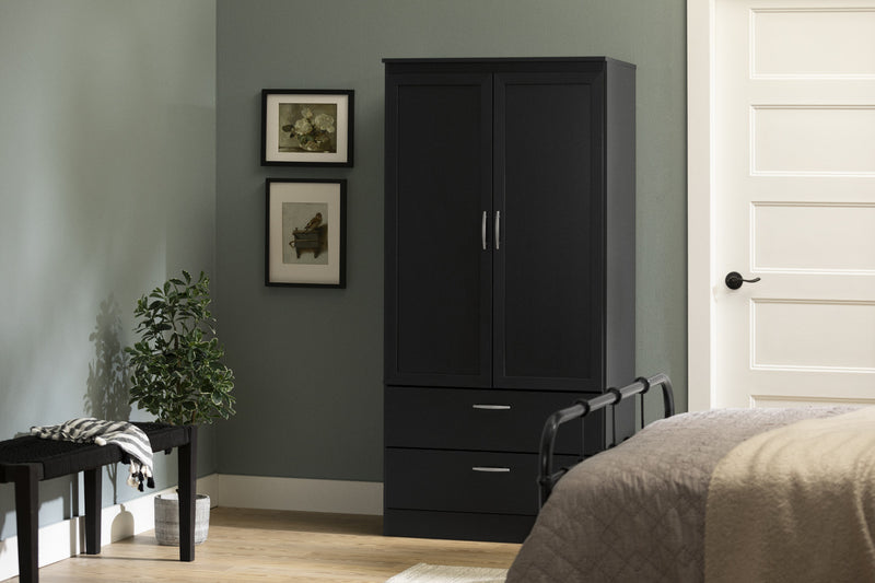 Acapella Wardrobe Armoire Pure Black - South Shore Accent Cabinet