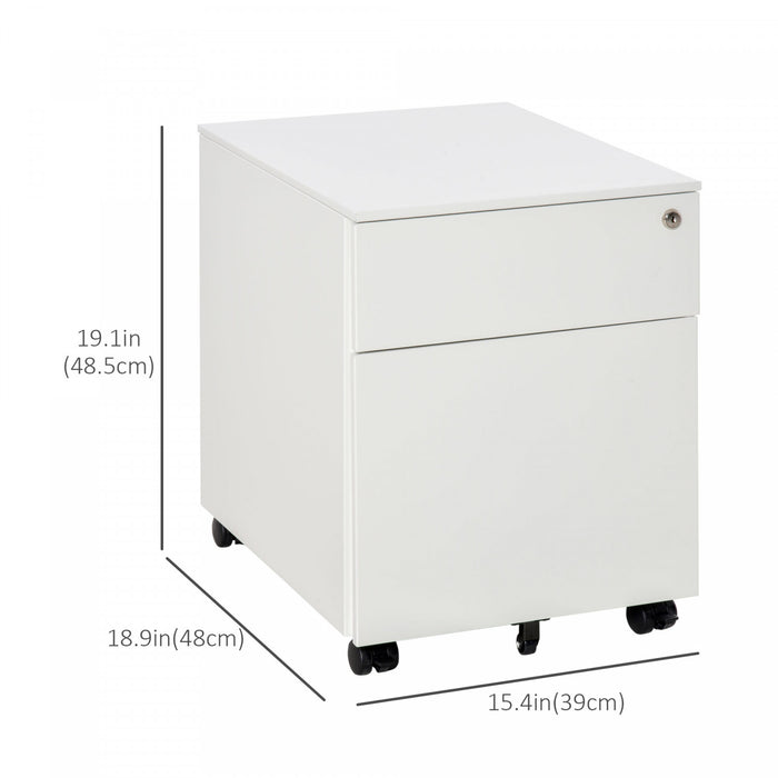 Vinsetto 2 Drawers File Cabinet On Wheels Lockable For Home Office