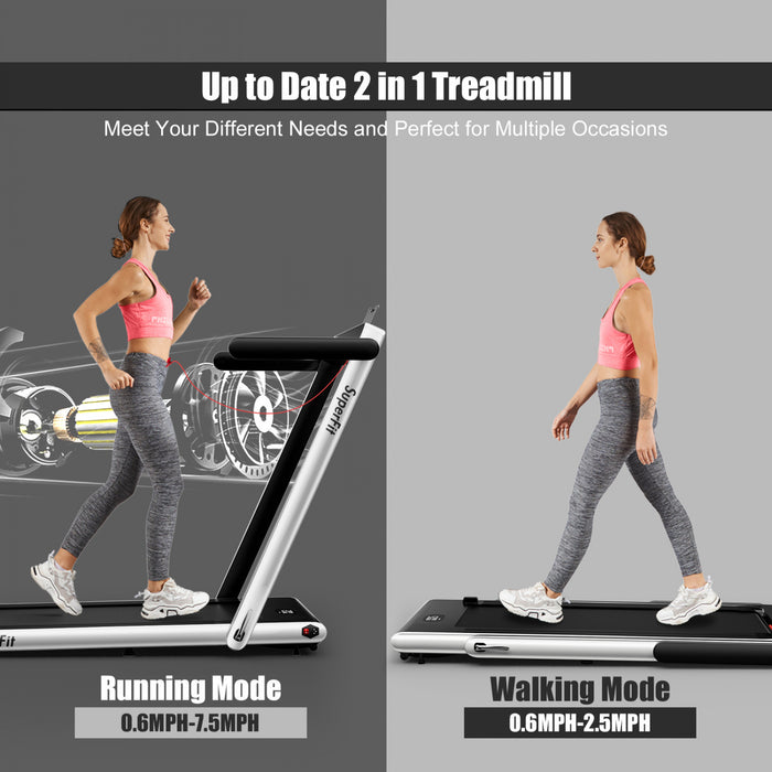 Superfit 2.25hp 2 In 1 Folding Treadmill W/ Speaker Remote Control App Silver