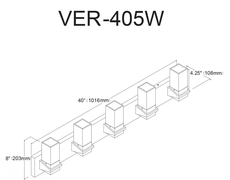 Dainolite Veronica 5 Light Vanity Light Polished Chrome Clear Glass Lamp