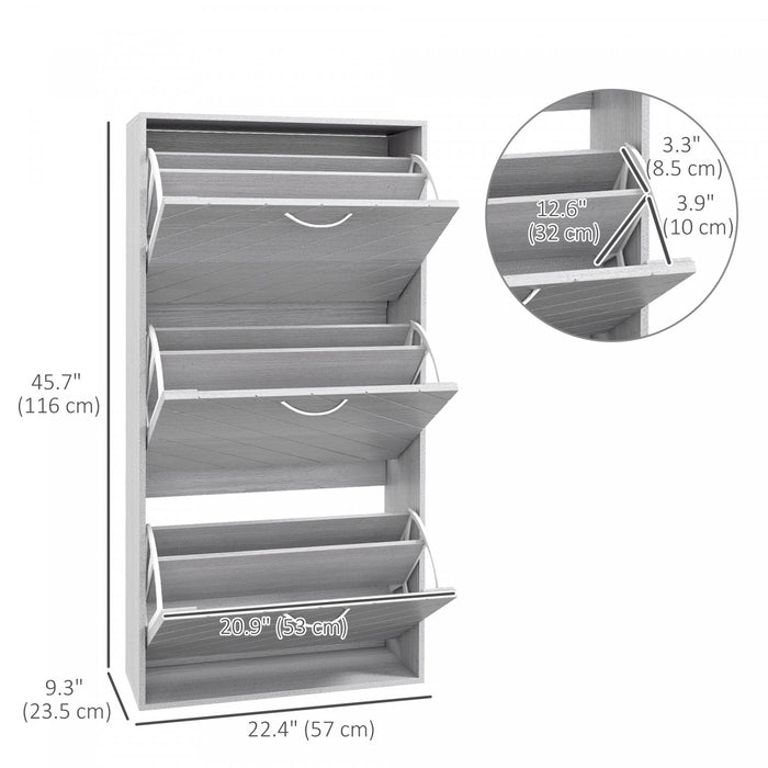HOMCOM Slim Shoe Storage Cabinet with 3 Flip Drawers for 9-12 Pair of Shoes