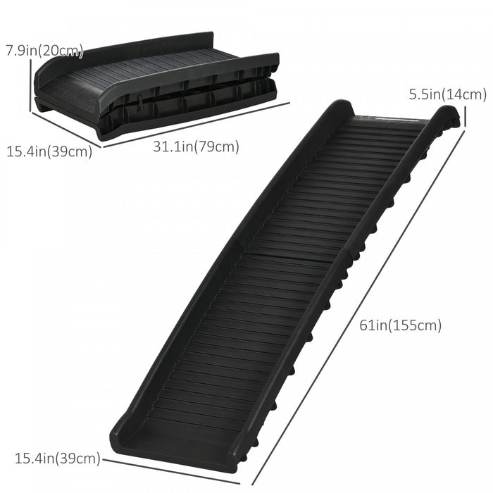 Pawhut Pet Ramp For Dogs 61 Inch Long, Dog Ramps For Car, Truck, Suv, Foldable Portable