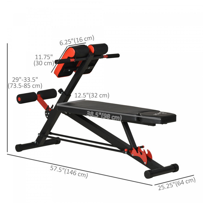 Soozier Adjustable Weight Bench Roman Chair Exercise Training Multi-Functional Hyper Extension Bench Dumbbell Bench Ab Sit up Decline Flat Black and Red