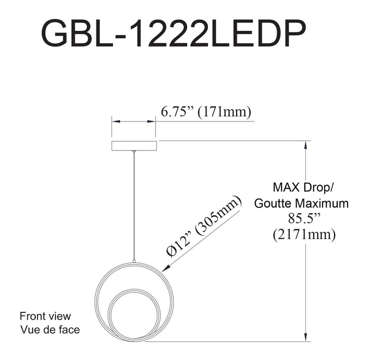 Dainolite Gabriel LED Pendant 22w Aged Brass Finish White Silicone Diffuser Lamp