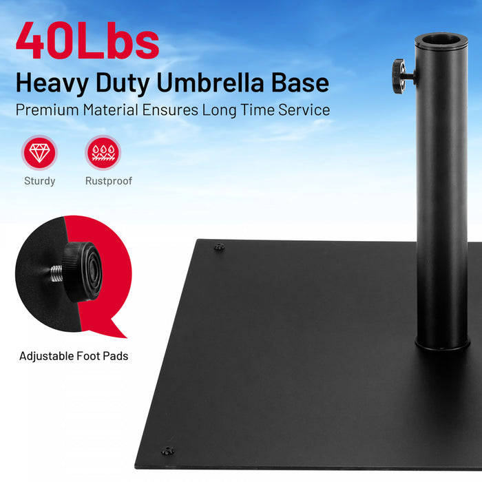 Costway 9ft Market Patio Umbrella w/Solar Lights & 40 LBS Steel Umbrella Stand