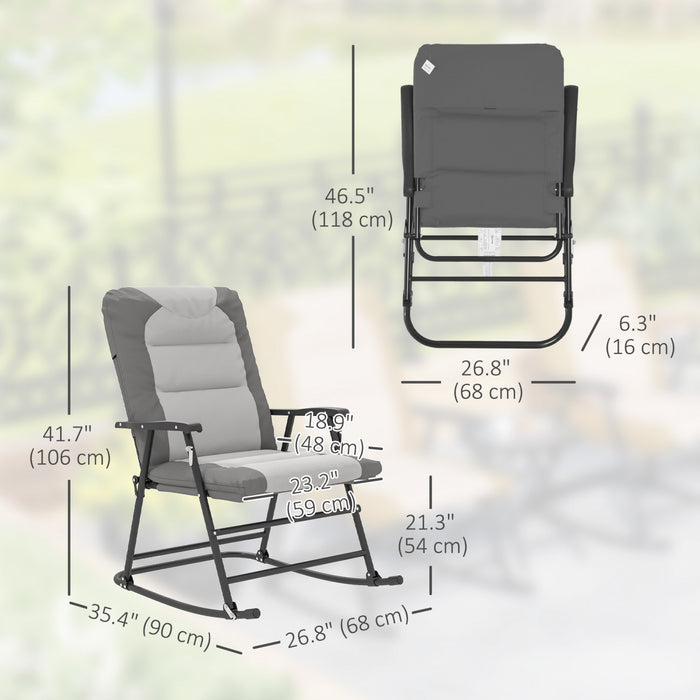 Outsunny 2pc Patio Foldable Rocking Chair Set, Light Grey