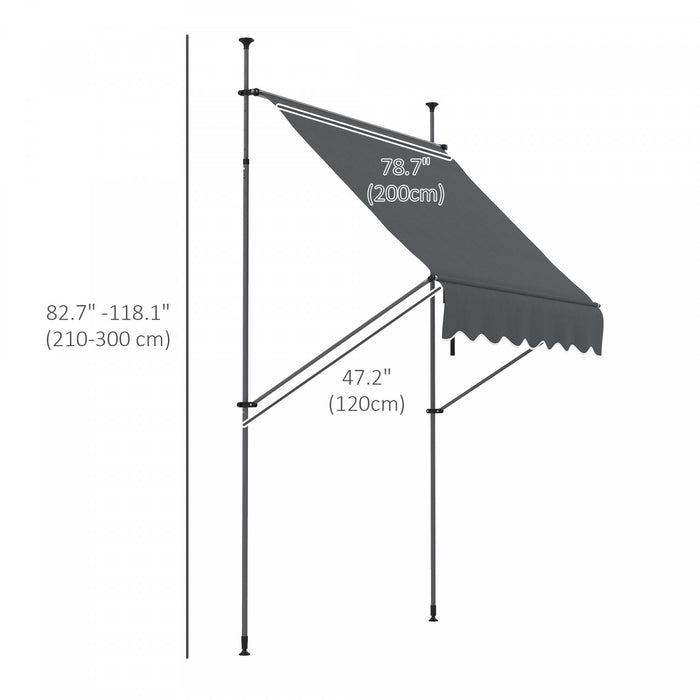 Outsunny 6.5' X 4' Retractable Awning, Freestanding & Non-screw, Dark Grey