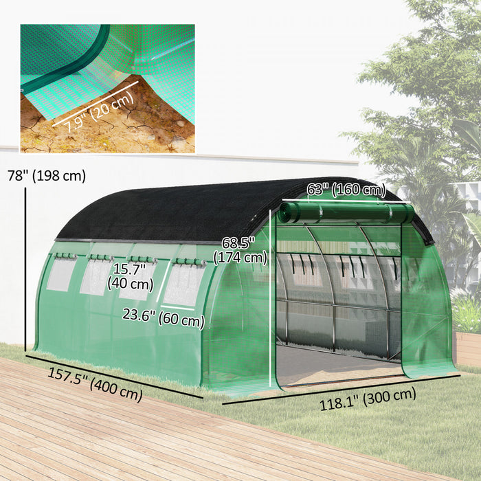 Outsunny Walk-in Tunnel Greenhouse Plant Hot House with Sunshade Net, Green