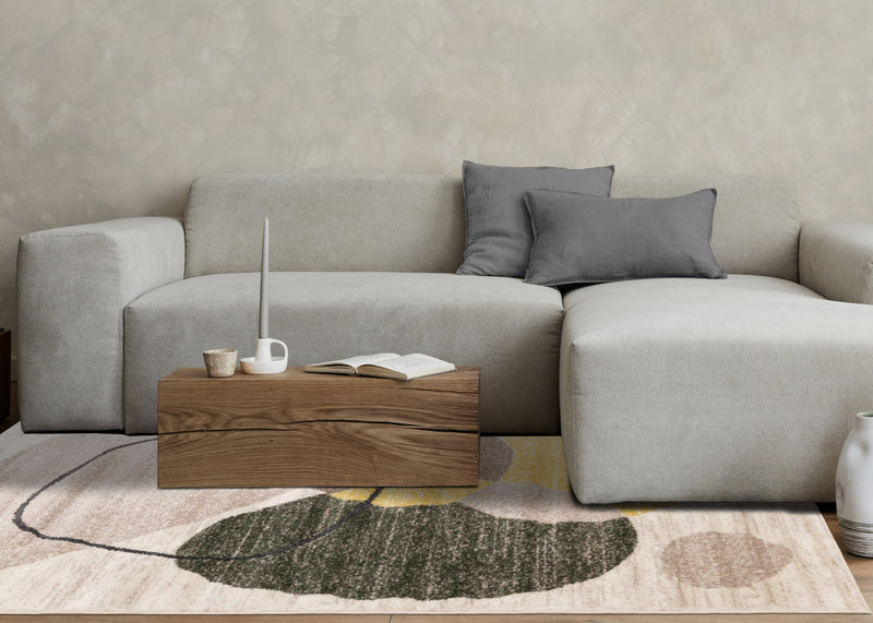 Marley Green Yellow Taupe Geometric Area Rug - 5'3\" x 7'7\"