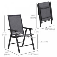 Outsunny 2-piece Folding Dining Chair Set For Relaxing On Patio, Dark Grey