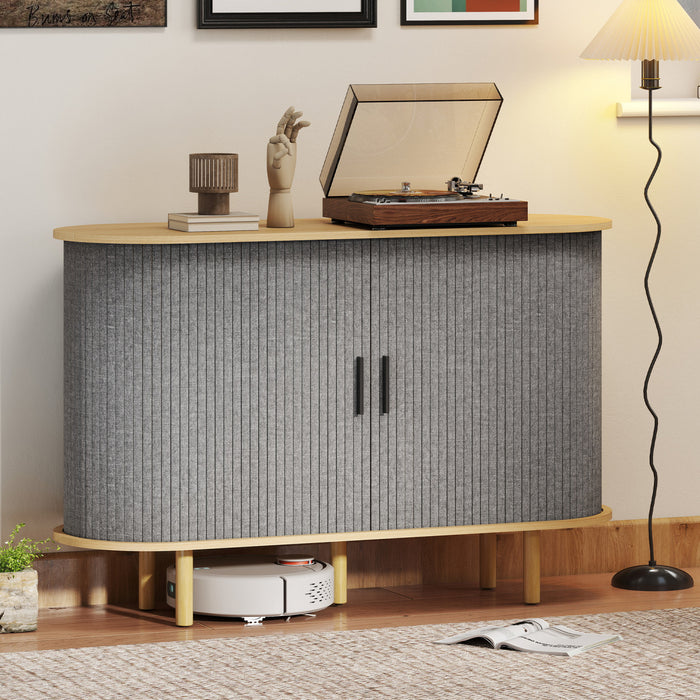 HOMCOM 47\" Modern Sideboard Buffet Cabinet with Tambour Sliding Doors Grey