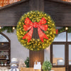 HOMCOM 60in Pre-Lit Christmas Wreath for Front Door with 3D Red Bow