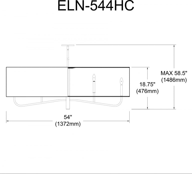 Dainolite Eleanor 4 Light Horizontal Chandelier Aged Brass White Shade Lamp