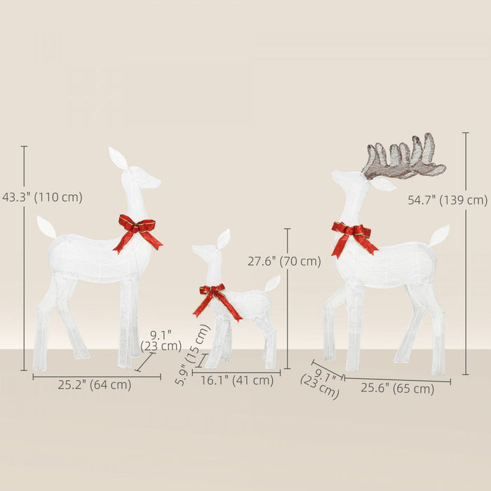 Outsunny 3-Piece Lighted Christmas Deer, Outdoor Reindeer Decoration