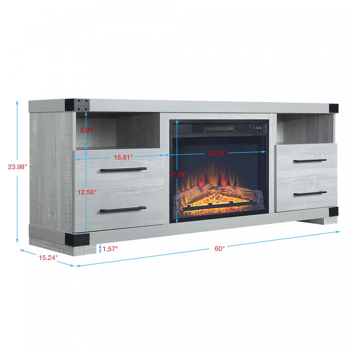 Richmond Industrial Traditional 2-Piece Electric Fireplace in Black and Gray