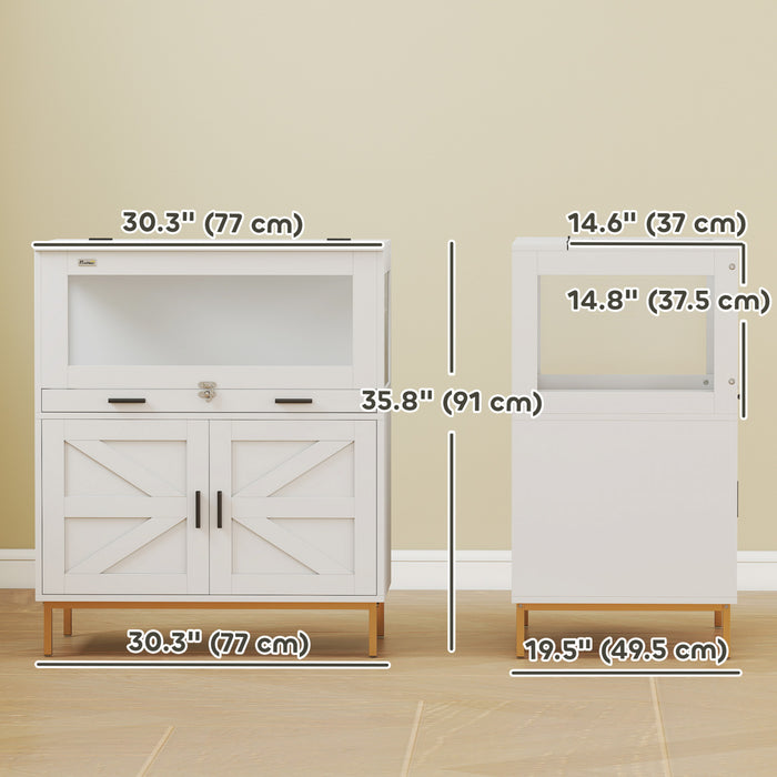 PawHut Hamster Cage with Storage Cabinet, Guinea Pig Cage with Pull Out Drawer and Acrylic Panels, Ventilated Small Animal Habitat for Bunny, Hedgehog, Gerbil, 30\" x 19.5\" x 36\"