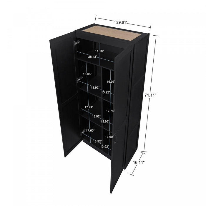 Cornelia Modern 30\" Storage Cabinet in Black (7-Shelf)