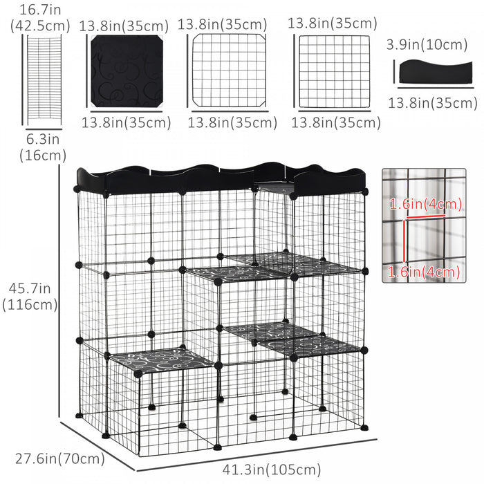 Pawhut 40 Panels Small Animal Cage, Pet Playpen With Doors, Kitten Cage, Portable Metal Wire Yard For Ferrets Indoor Use, 41\" X 28\" X 46\"