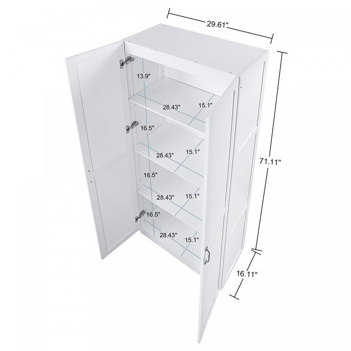 Cornelia Modern 30\" Storage Cabinet in White (4-Shelf)
