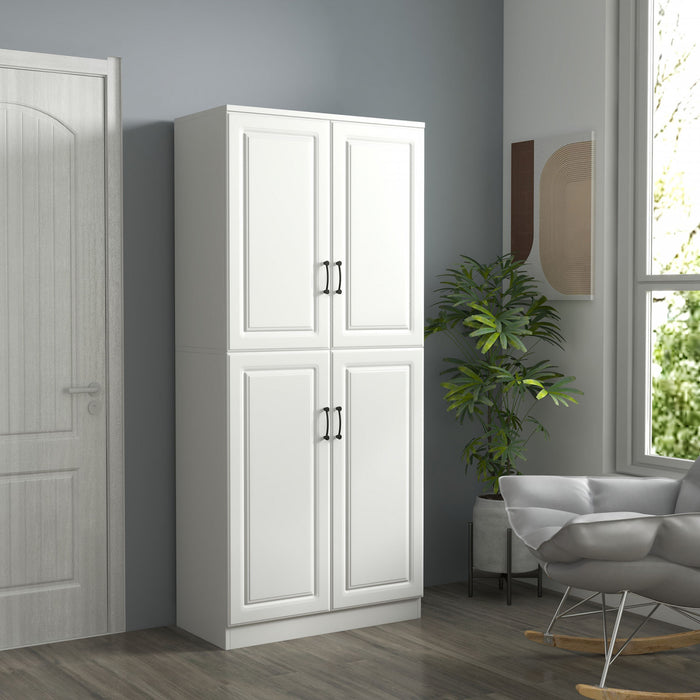 HOMCOM 71\" Kitchen Pantry with 4 Hinged Doors and Adjustable Shelves