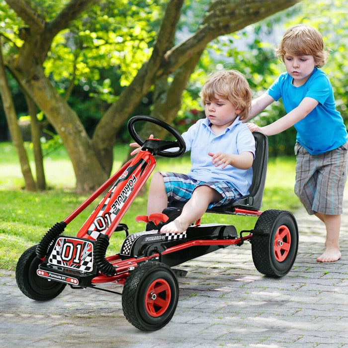 Costway 4 Wheels Kids Ride On Pedal Powered Bike Go Kart Racer Car Play Toy Red