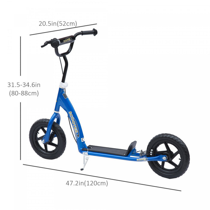 Homcom Kids Scooter Street Bike Bicycle For Teens Ride On Toy W/ 12'' Tire For 5-12 Year Old Blue