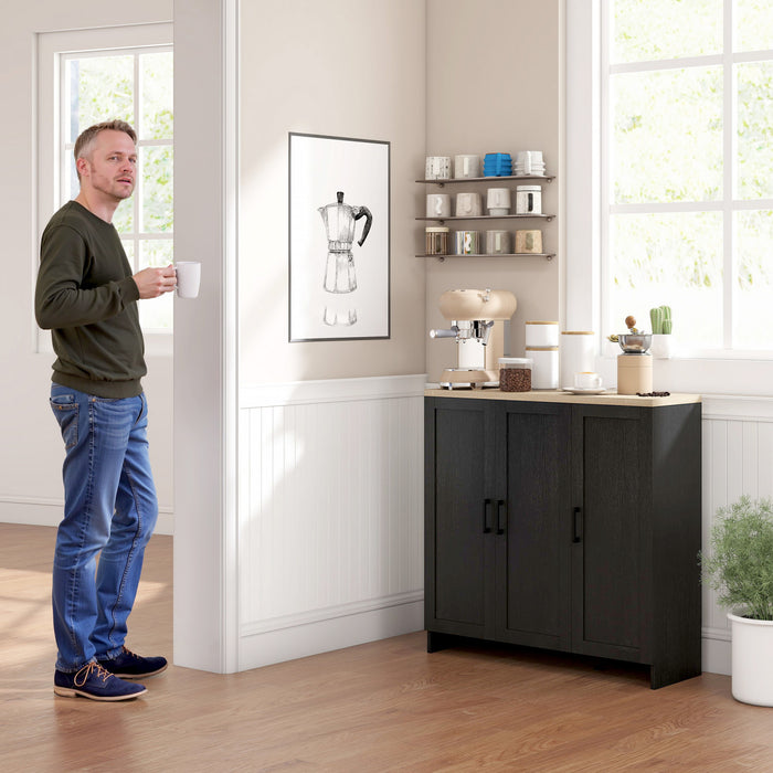 HOMCOM Modern Sideboard Buffet Cabinet with Adjustable Shelves Black