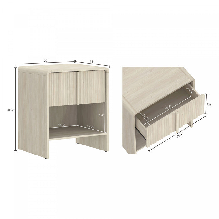 Novara Contemporary 22\" Nightstand in Whitewashed Oak (1-Drawer)