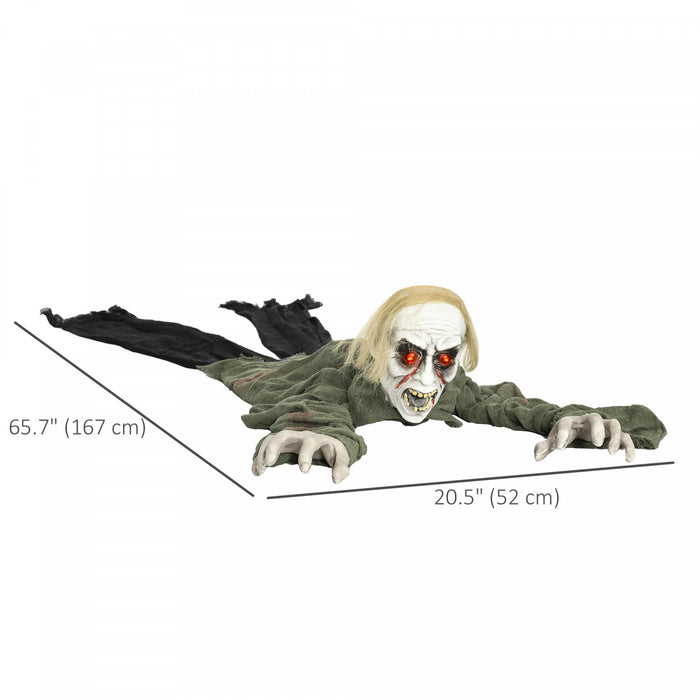 Homcom 66\" Halloween Outdoor Decoration Crawling Zombie, Sound Activated