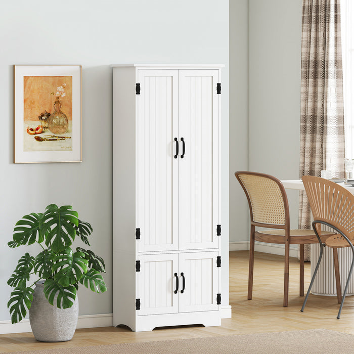 HOMCOM 60\" Kitchen Pantry, Kitchen Storage Cabinet with Shelves, White